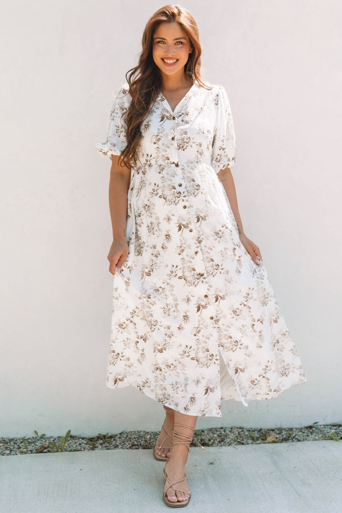 Boho Puff Sleeve Maxi Dress
