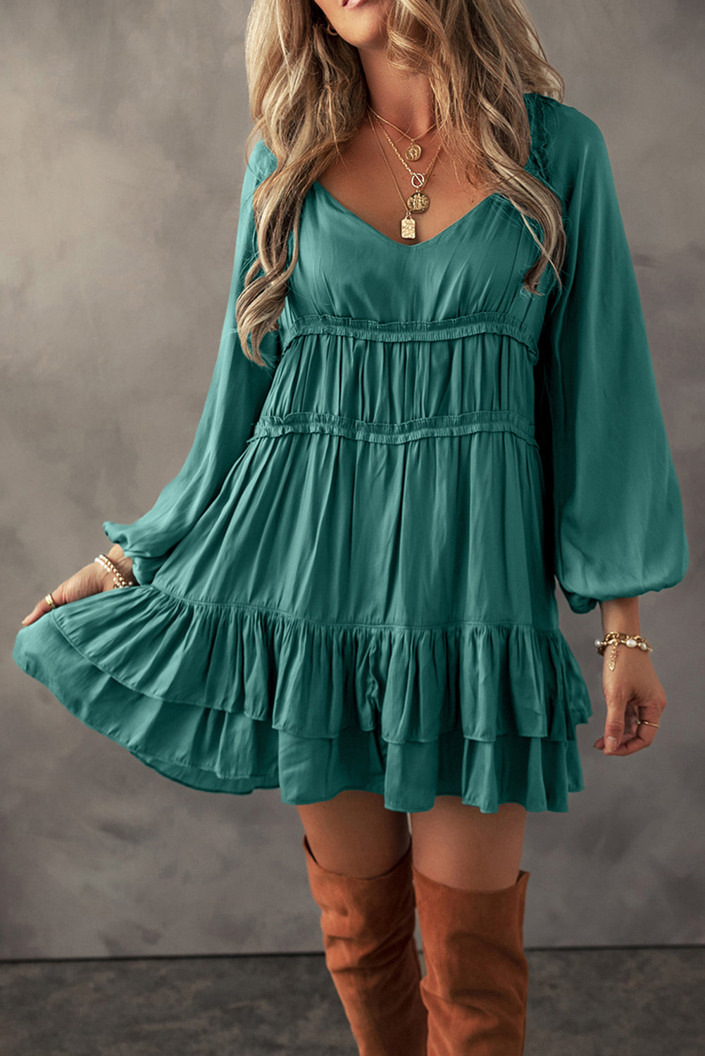 Boho Puff Sleeve Mini Dress