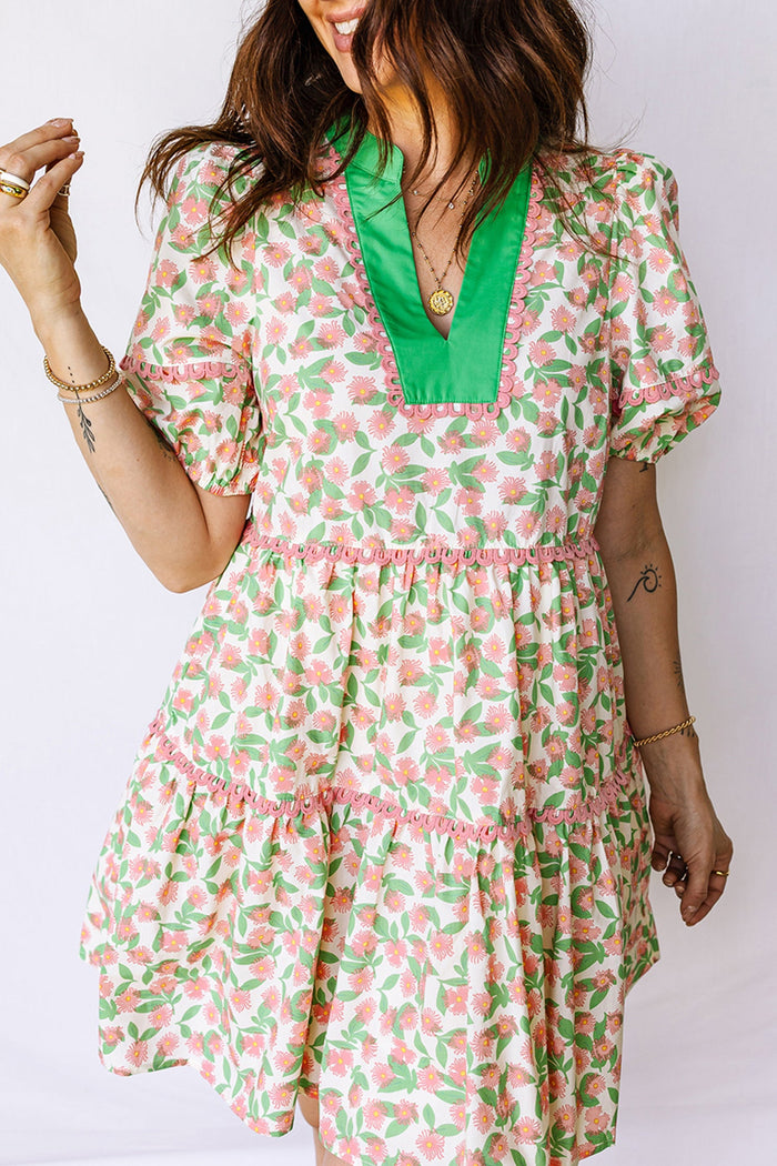 Boho Ricrac Trim Mini Dress