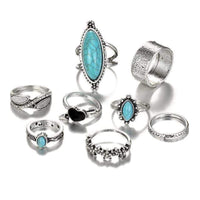 Boho Ringe Set türkis Edelstein