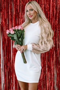 Boho Sequin Puff Sleeve Mini Dress