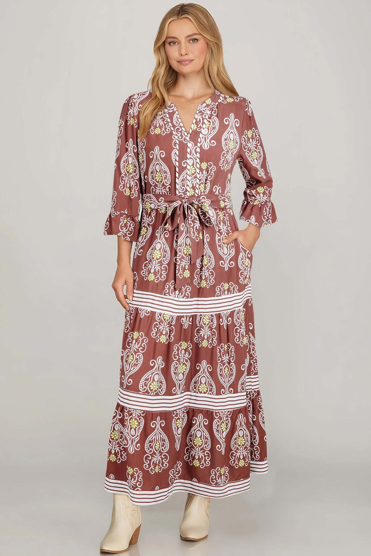 Boho striped dress flowy silhouette