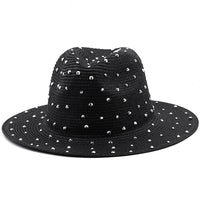 Boho tan straw fedora hat