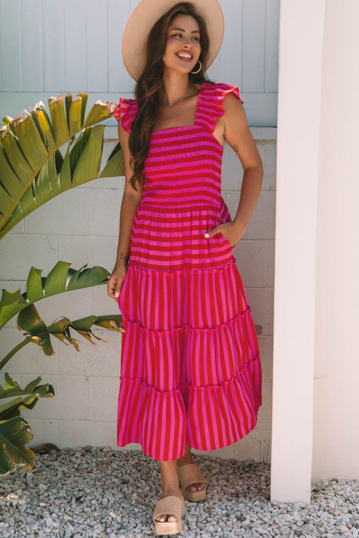Boho Tiered Maxi Dress With Sleeves
