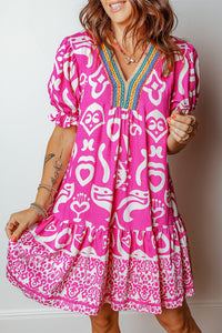 Boho V Neck Mini Dress