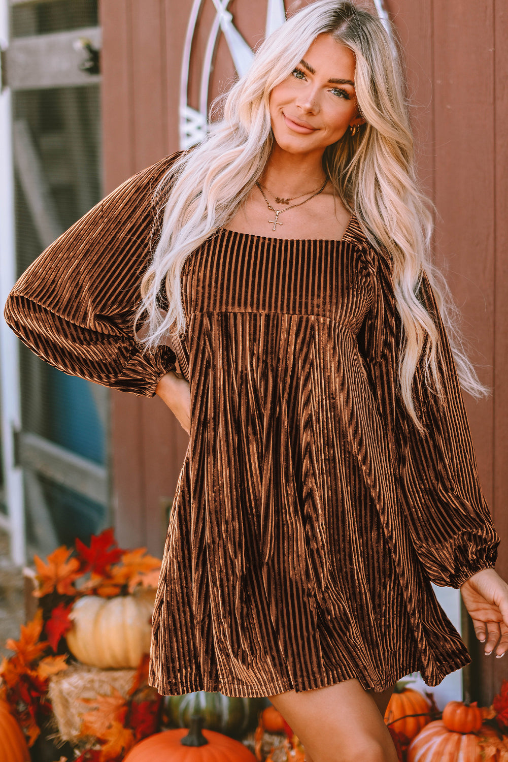 Boho Velvet Babydoll Dress
