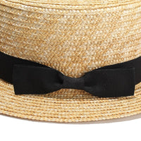 Boho woven boater sun hat