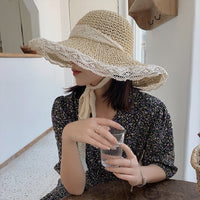 Boho woven straw hat tan