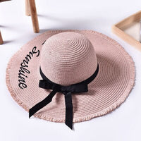Boho woven wide brim hat
