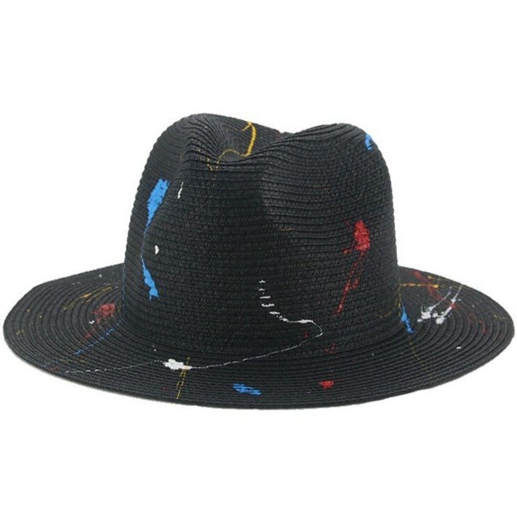 Boho yellow straw fedora hat