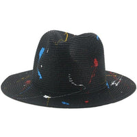 Boho yellow straw fedora hat
