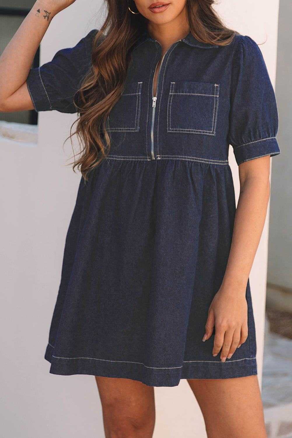 Boho Zip Denim Dress