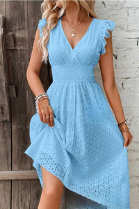boho beach midi dress blue