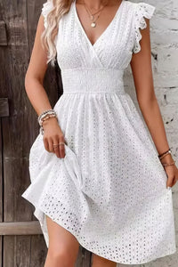 boho beach midi dress white