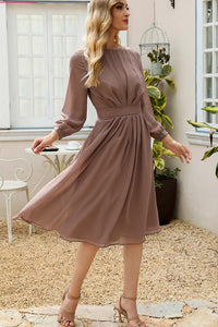  boho chiffon dress brown