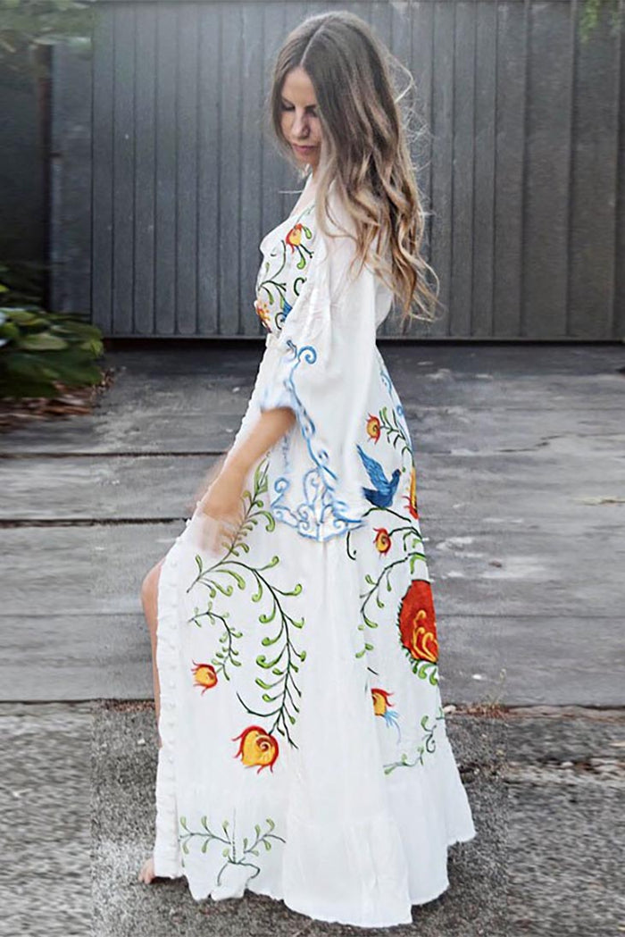 boho dress embroidered