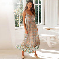  boho floral print maxi dress