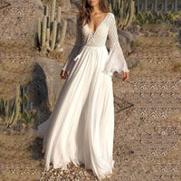  boho long dress white
