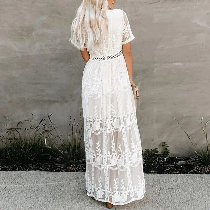 boho maxi dress short sleeve