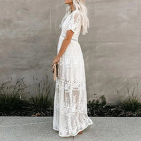 boho maxi dress short sleeve