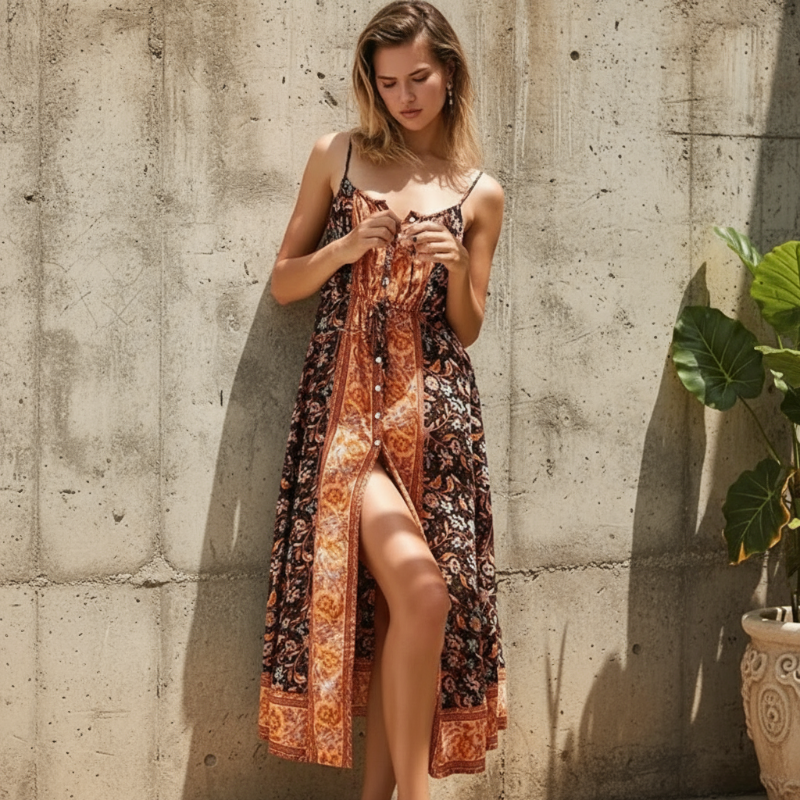 boho midi dress sleeveless