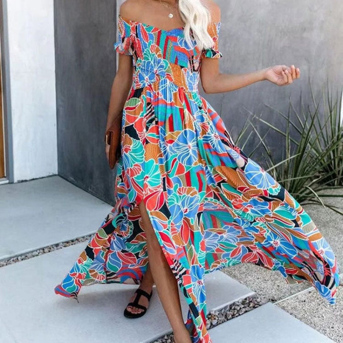  boho off shoulder dress