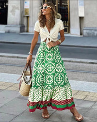 boho summer skirts green