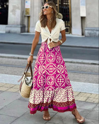boho summer skirts red