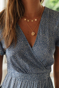 boho v neck midi dress