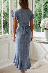 boho v neck midi dress