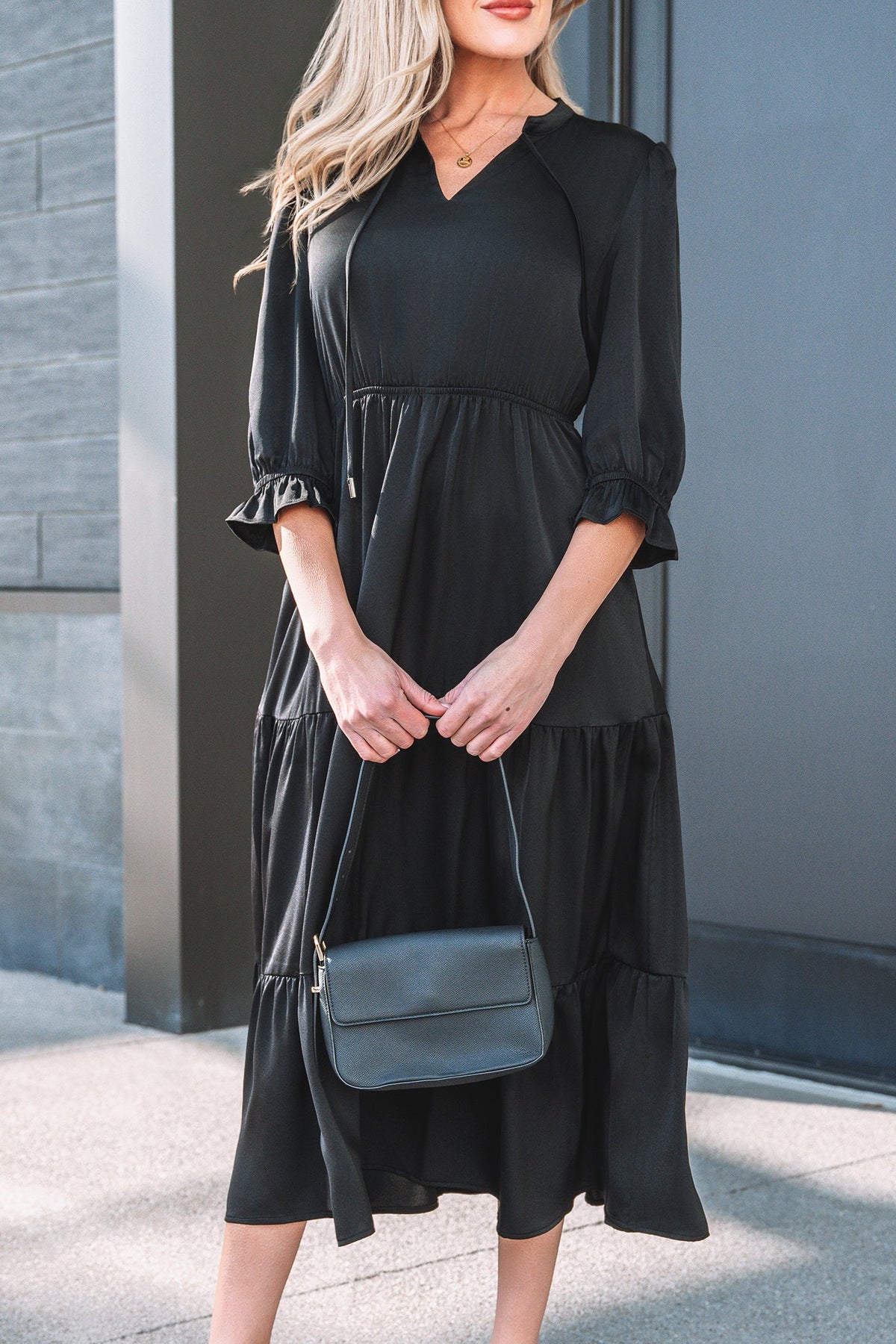Bracelet sleeve dress back view