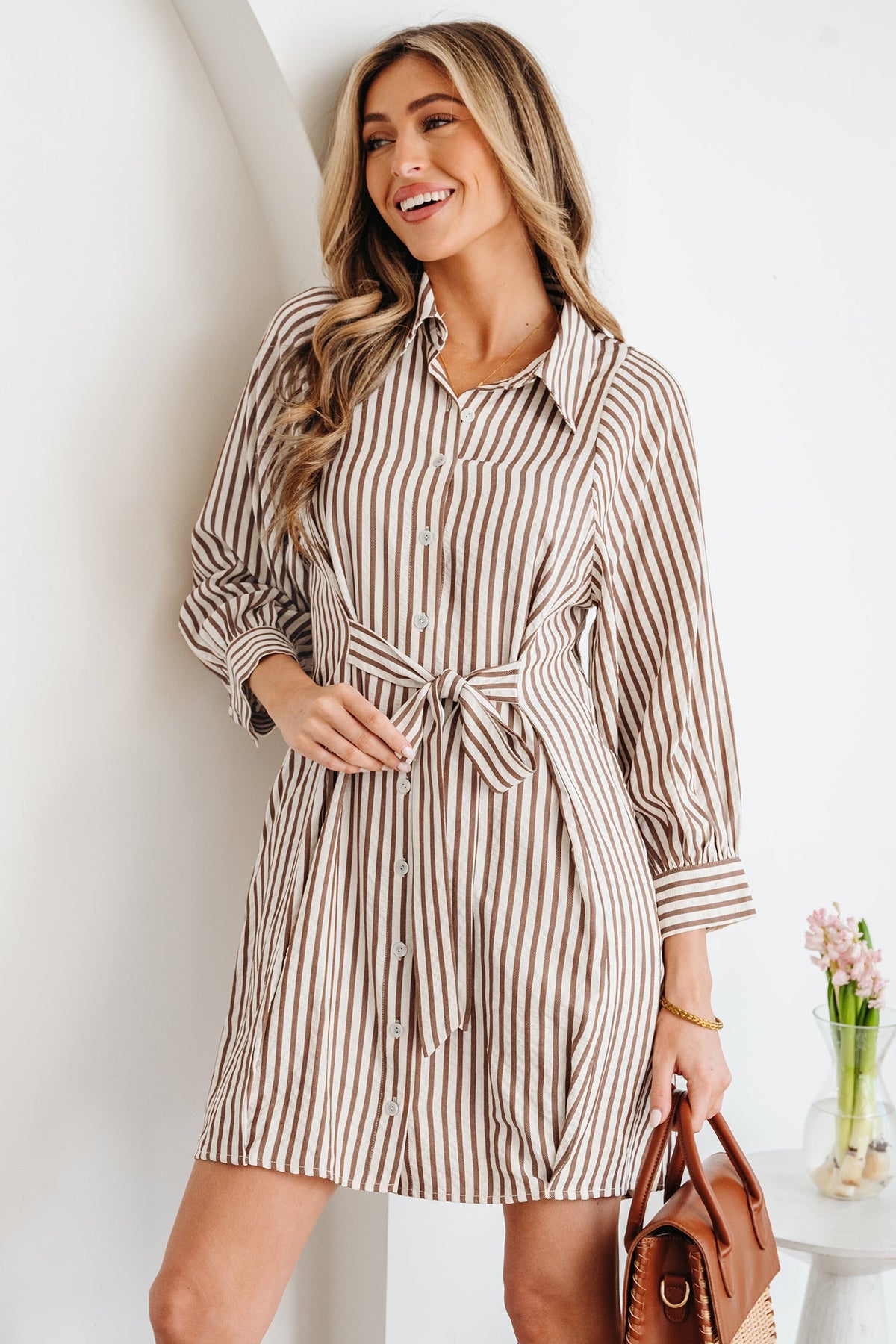 Brown Bohemian Casual Day Dress
