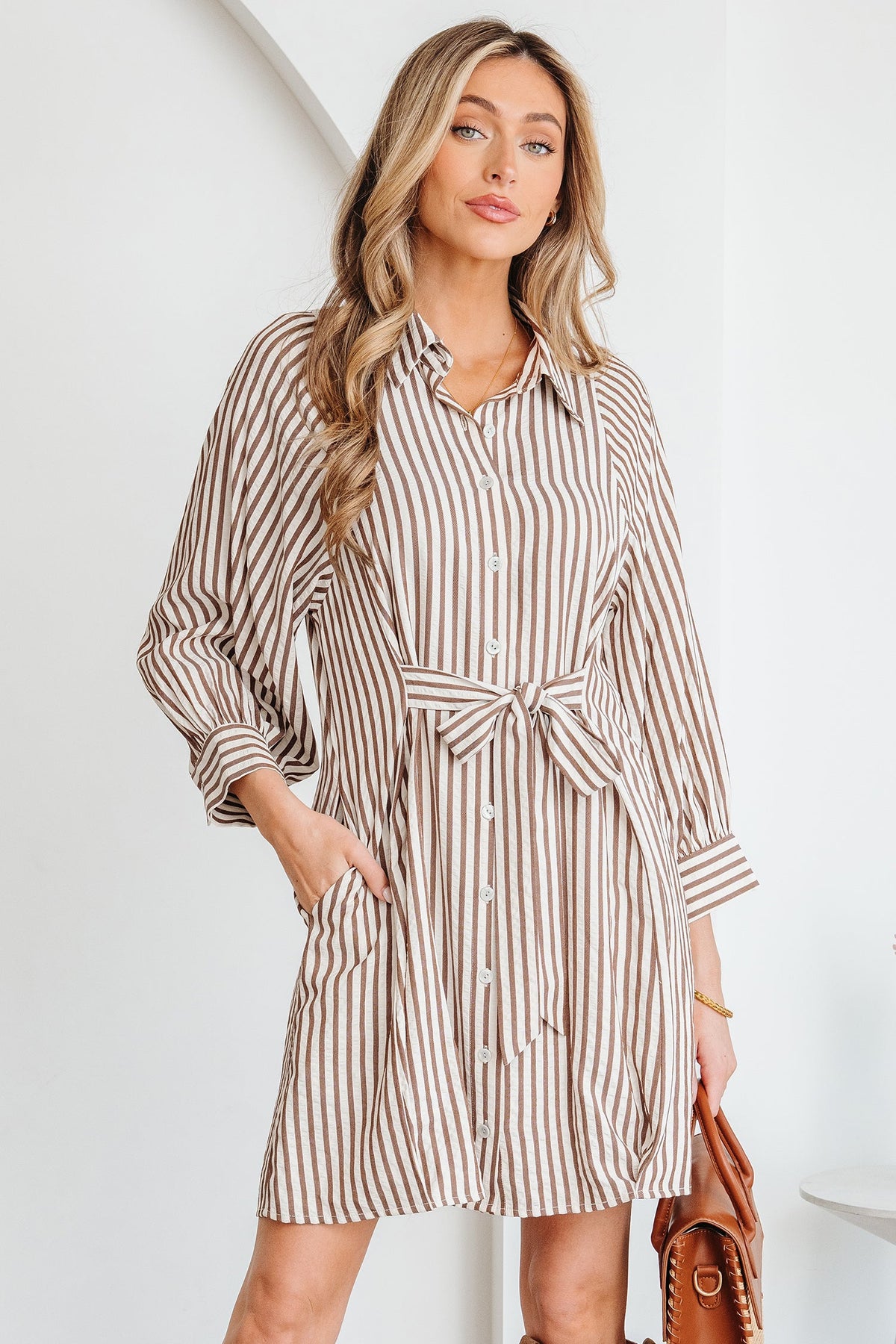 Brown Boho Mini Dress Detail
