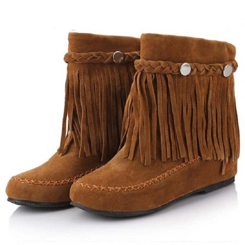 Brown leather boho western boots