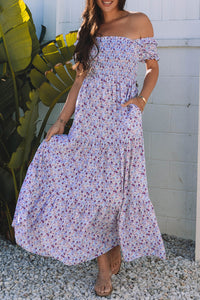 Bubble Sleeve Floral Maxi Dress