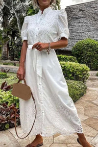 button up boho dress bue