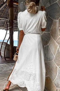button up boho dress white1