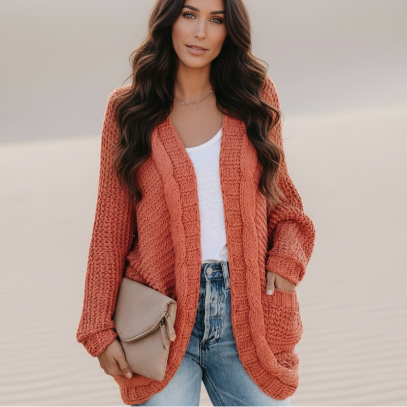 Casual bohemian cable knit layer