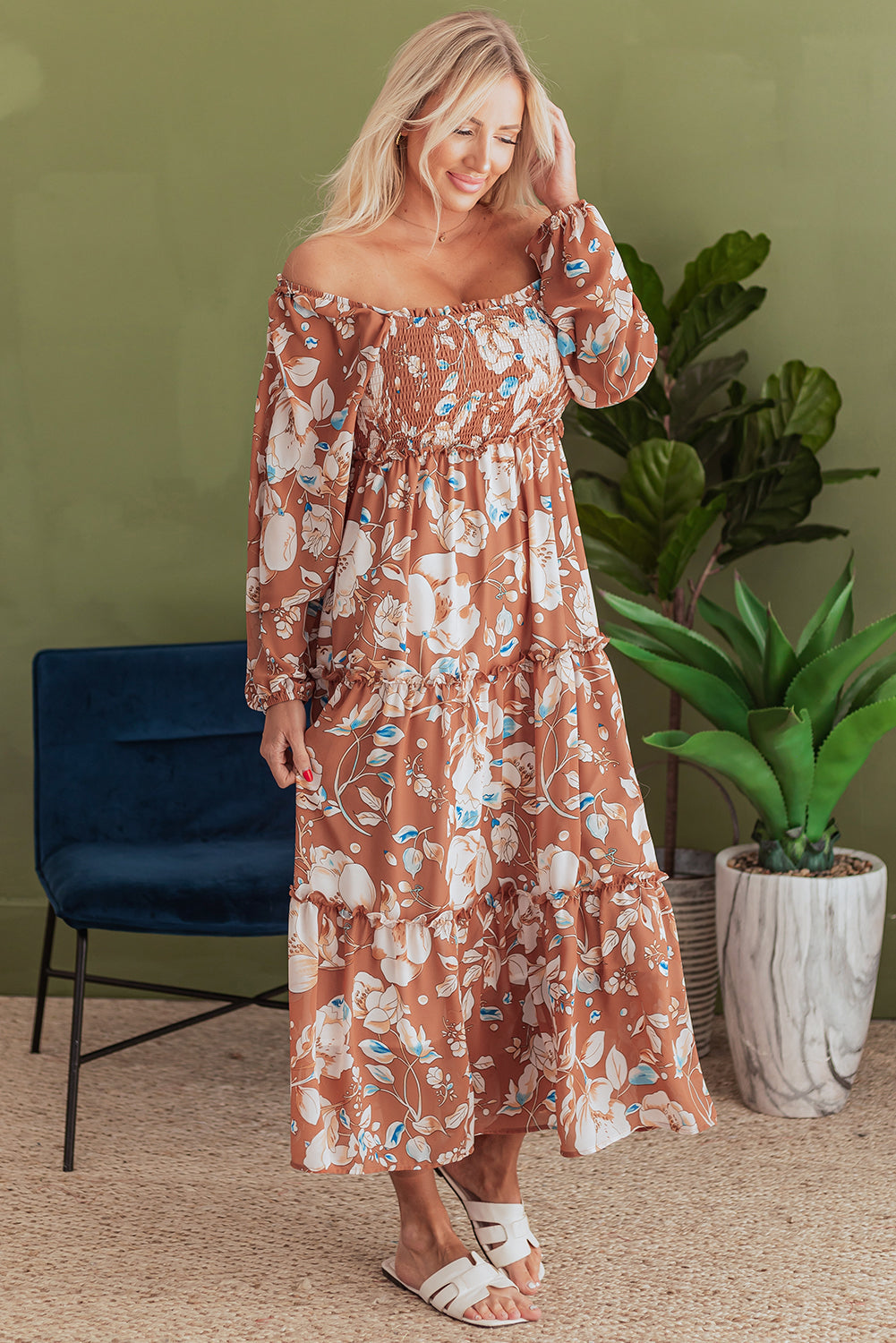Casual bohemian long dress outfit
