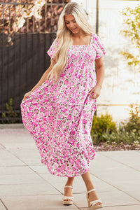 Casual bohemian maxi sleeve dress