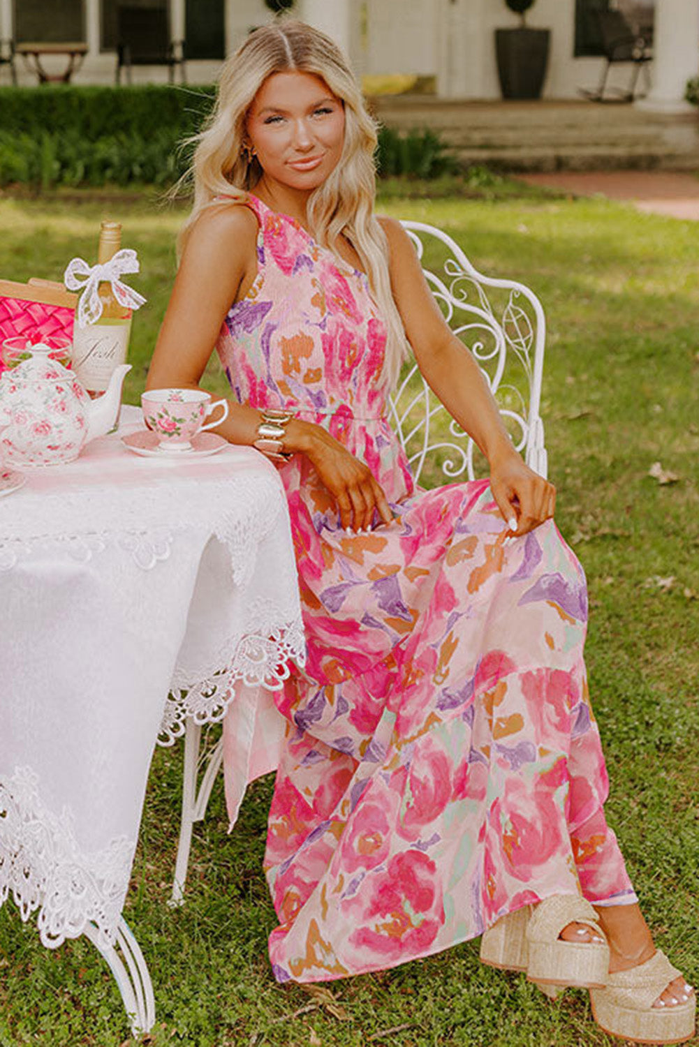 Casual bohemian one strap dress