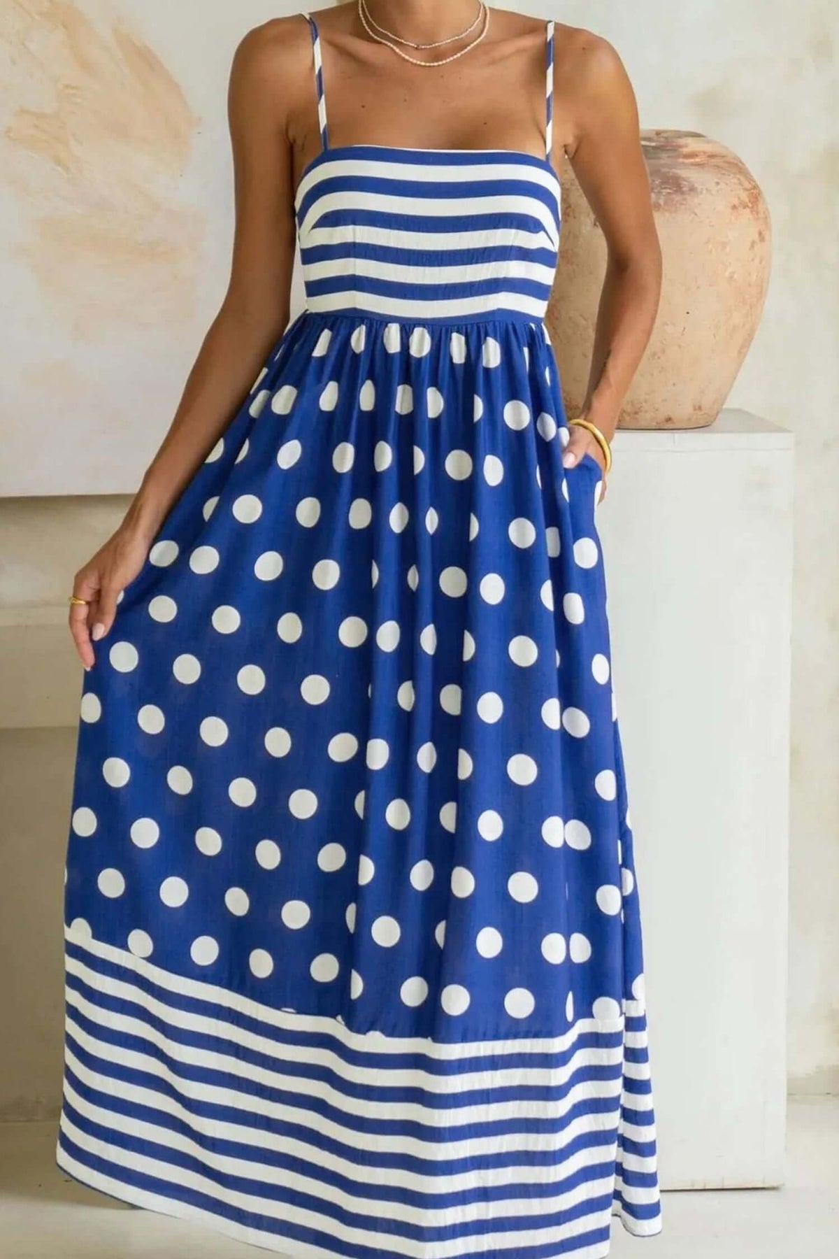 Casual Polka Dot Long Dress