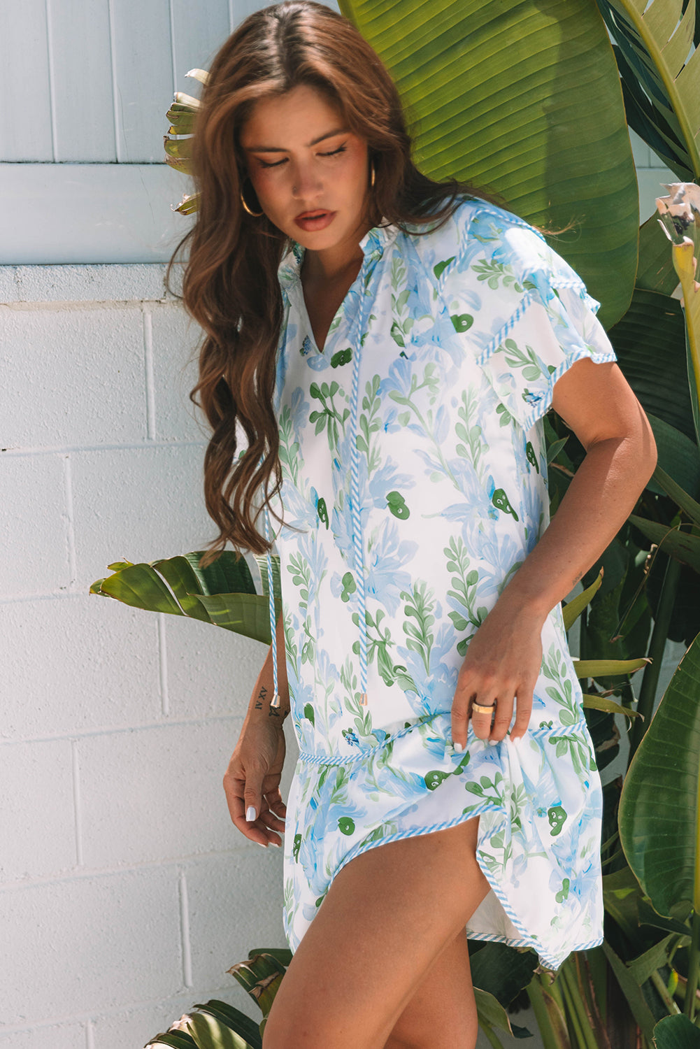 Casual Sky Blue Bohemian Dress
