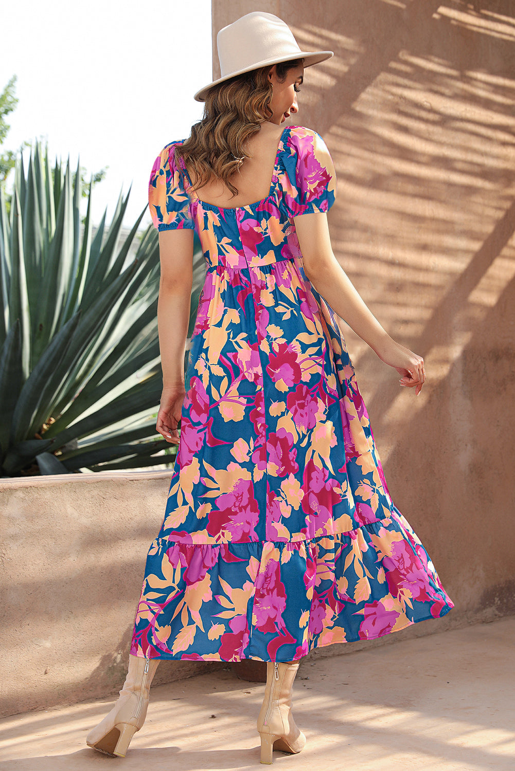Casual Square Neck Flowy Dress