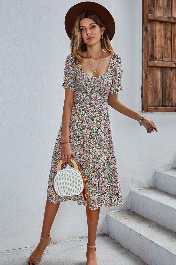 casual boho midi dress