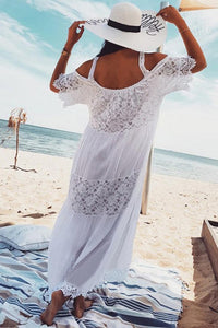 cold shoulder maxi dress white
