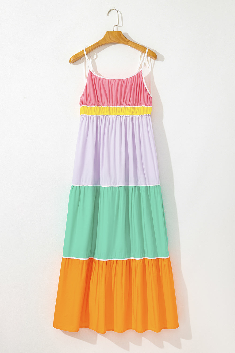 Colorblock bohemian maxi dress fit