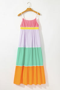 Colorblock bohemian maxi dress fit