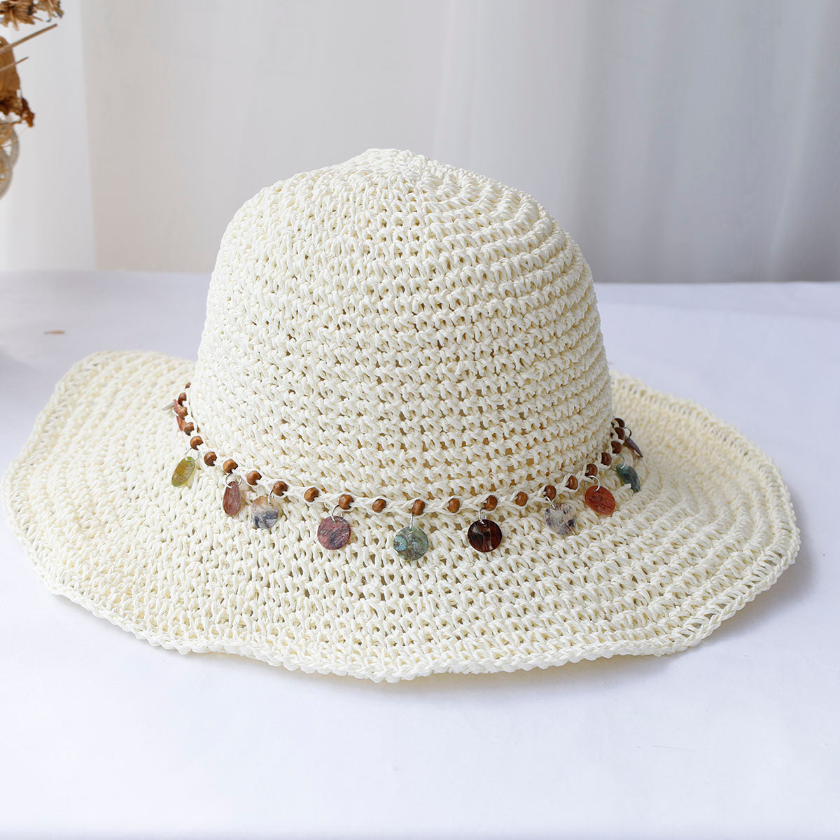 Crochet Straw Bucket Hat White