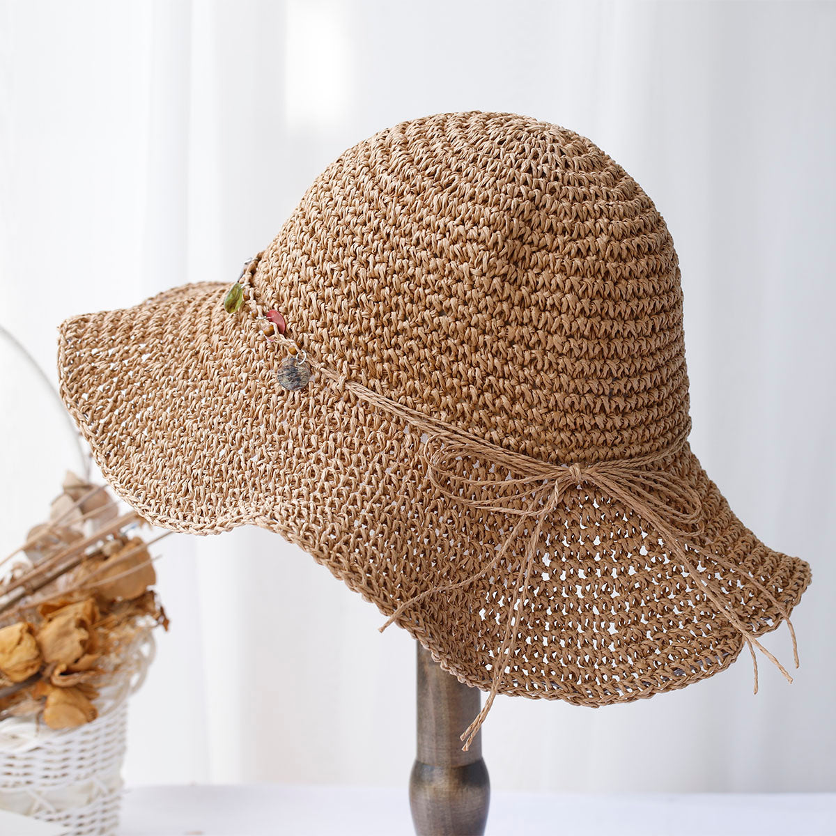 Crochet Straw Bucket Hat